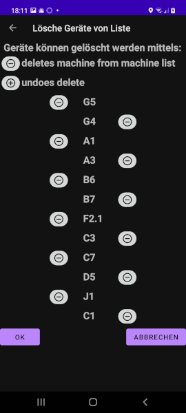 L&ouml;sche Ger&auml;te von Liste
